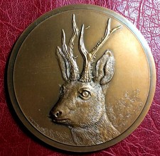 Cerf In Forest Rare Large Limited Edition Medal 30/100 By J-P. Rethore