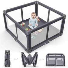 Foldable Baby Playpen Portable Travel Play Yard, Dark Gray Safety Play Yard