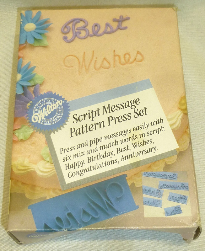 Wilton Script Message Pattern Press Set Vintage Happy Birthday Best Wishes congr