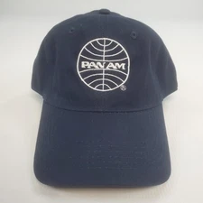 PAN AM Baseball Cap - Navy Blue - White Embroidered Logo - Adjustable