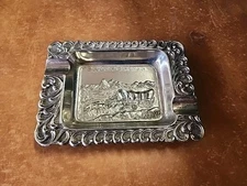 Vintage California Pioneer Gold Rush Metal Ashtray Made In Japan