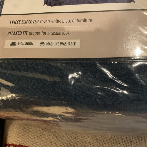 NEW! Vintage SURE FIT Brand Dark Blue DENIM Chair Slipcover - Picture 7 of 11