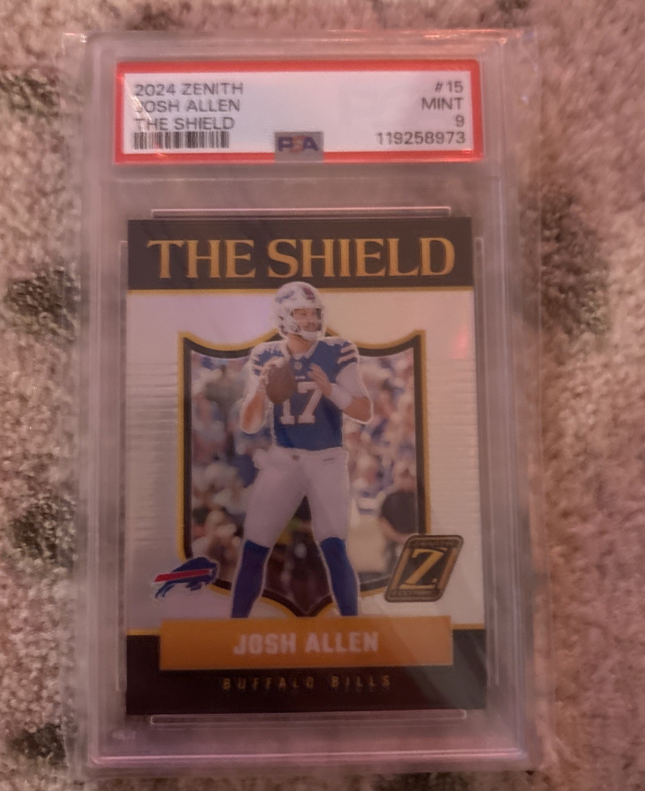 Josh Allen 2024 Panini NFL Zenith SSP "The Shield" #15 - PSA 9 - MINT