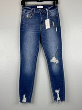 Cello Women Size 3 Cropped Denim Jeans Mid Rise Skinny Distressed NWT