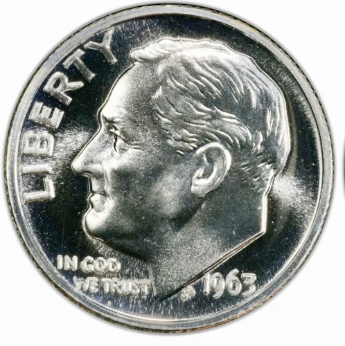 Rosevelt Dime Silver Proof Lot 1963 PR67 PCGS Graded 90% Silver Dime 10c
