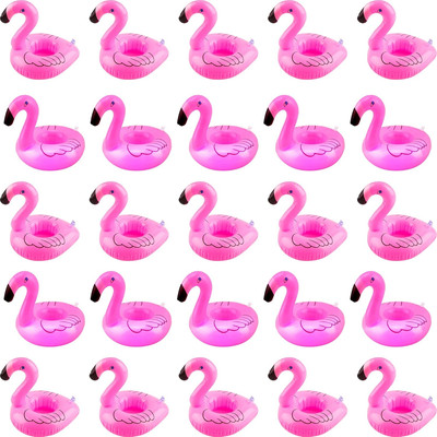 25 Pcs Inflatable LED Flamingo Drink Holders Include 15 Light up Flamingo Drink 