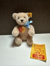 Vintage Steiff Teddy Bear 3in Blonde 0211/12 Made In Germany Tags Button Bow
