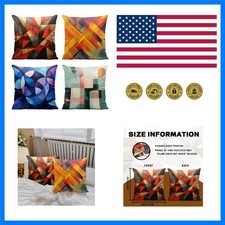 Abstract Geometric Throw Pillow Covers 18x18 Inch Set of 4 Modern Art Orange ...