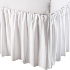 3 SIDED SPLIT CORNER RUFFLE BED SKIRT SOLID WHITE 700 TC COTTON ALL SIZE DROP