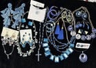 Vtg/now Blue Costume Jewelry Lot Of 22: Necklaces Earrings Ring — photo 3
