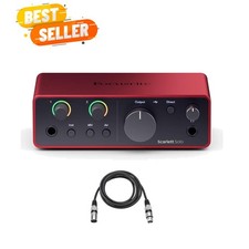 Focusrite Scarlett Solo 4th Gen USB Audio Interface Bundle with 10-Foot Balan...