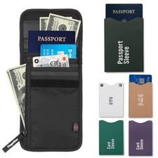 RFID Blocking Neck Stash Pouch Travel Wallet Security Passport Holder Pocket Bag