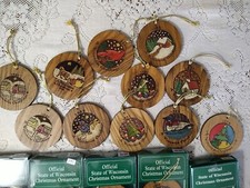 Official State of Wisconsin Christmas Ornament Wood Choose The Year, 1987-2004