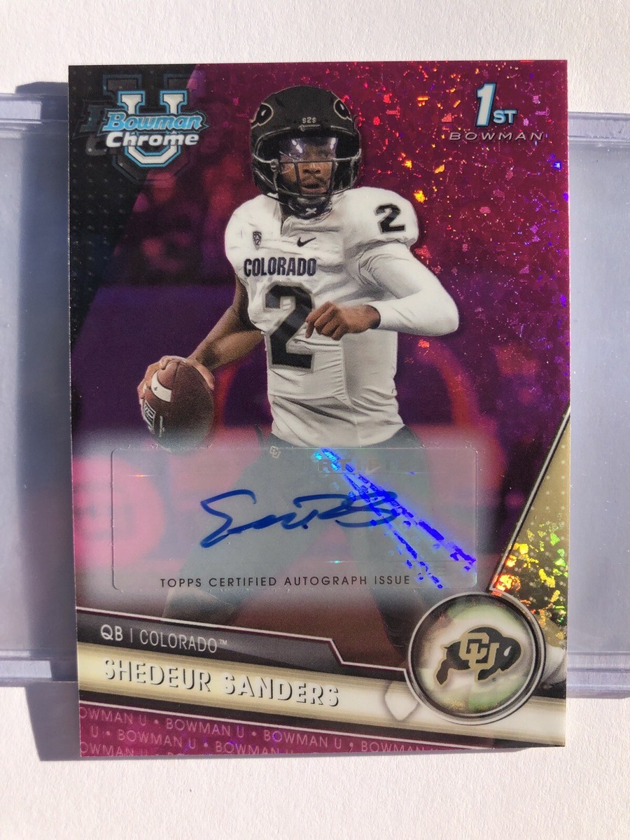 2023 Bowman Chrome U Football SHEDEUR SANDERS AUTO Fuchsia