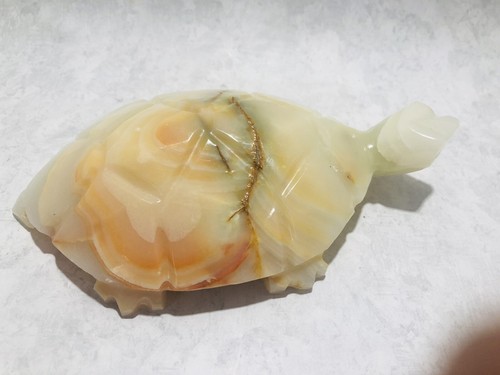 Vintage Carved Alabaster Stone Turtle Figurine 6.25” Long - Picture 4 of 10