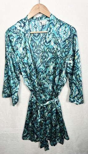 NEW Liz Claiborne Women’s Blue Floral Robe & Nightgown Set Silky Lace Large NWT - Picture 8 of 12