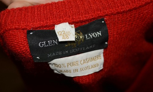 vintage Glen Lyon RED 100% Cashmere v neck Sweater men's XL 48 scotland - Picture 3 of 5