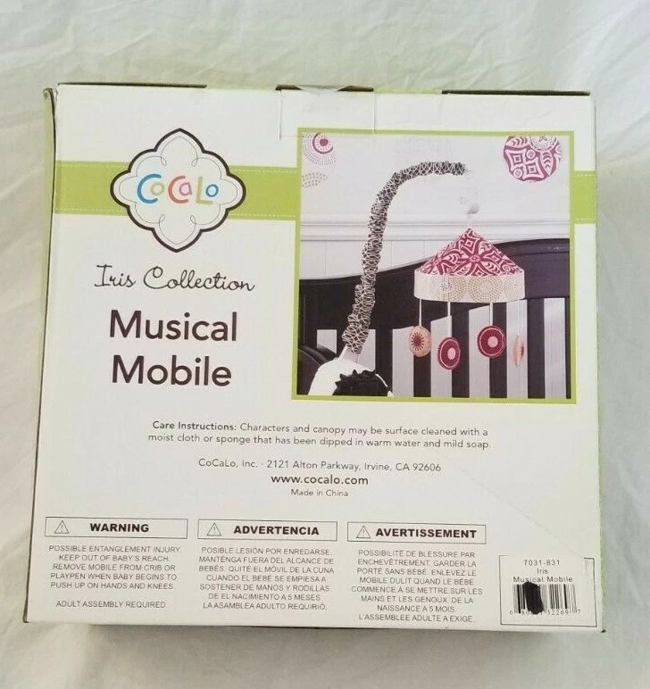 Colección CoCaLo Iris Musical Móvil Reproduce Rock-A-Bye Bebé Cuna Nuevo en Paquete Foto 4 de 4