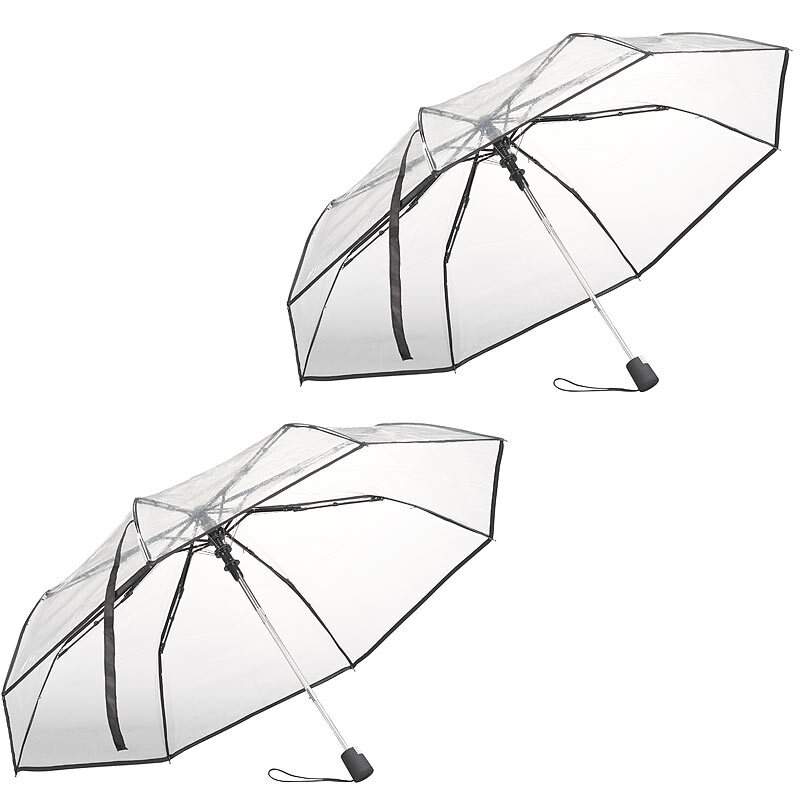 Carlo Milano 2er-Set Automatik-Taschenschirm mit transparentem Dach, Ø 100 cm