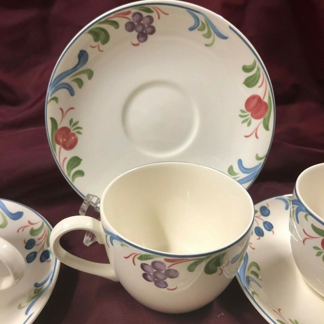 Poole England Pottery Cranbourne Pattern 4 Cups and Saucers eBay