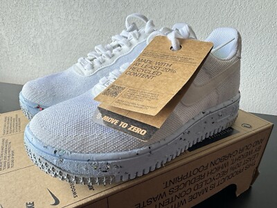 Nike Air Force 1 Crater Flyknit  Pure Platinum  DC7273-100 Women s 5.5 No-Lid