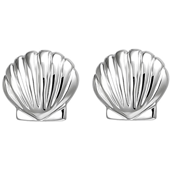 Kinder Ohrstecker Muschel Aus 925 Silber Ohrringe Ohrschmuck Rhodiniert-image