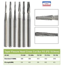 Wave Dental Carbide Bur High Speed Friction Grip FG 699 699L 701 701L 702L PRIMA