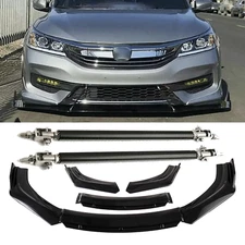 For Honda Accord Sport Bumper Lip Spoiler Splitter Body Kit + Strut Rods Glossy