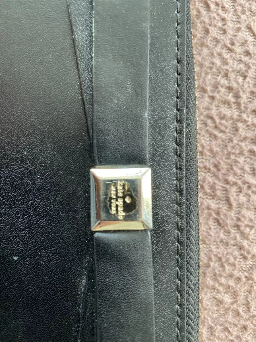 Kate Spade NY Black Faux Vegan Leather With Bow Wallet Long Bi Fold