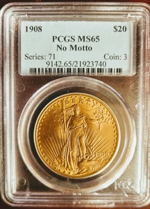 1908 No Motto St Gaudens $20 Twenty Dollar Double Eagle Gold Coin MS65 Rare | eBay