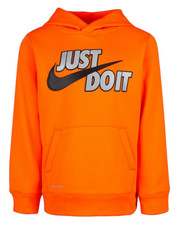 NWT Nike Boys Sz 4 Hyper Crimson Orange Dri-Fit Therma Fleece Pullover Hoodie