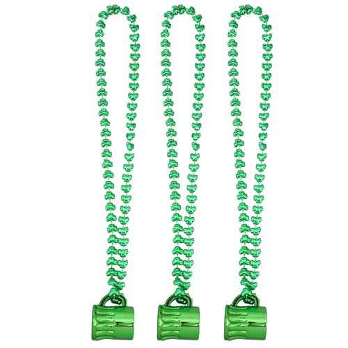 3pcs Necklace Green Bead Necklace Patrick's Day Accessory