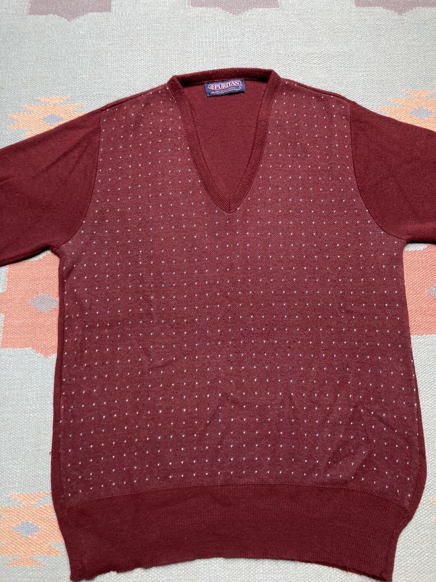 Vintage 1970s puritan cardigan sweater Orlon acrylic burgundy