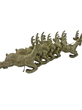 Six Gold Glitter Leaping Reindeer Christmas Hanging Ornaments 10"L x 7"H x 2"W