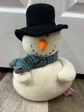 Vtg Russ Berrie Skeeters 9” Snowball Snowman Plush Stuffed Hat Knit Scarf EUC