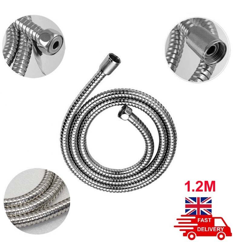 SHOWER HEAD HOSE PIPE SINGLE LOCK FLEXIBLE STAINLESS STEEL CHROME BATHROOM 1.2M eBay
