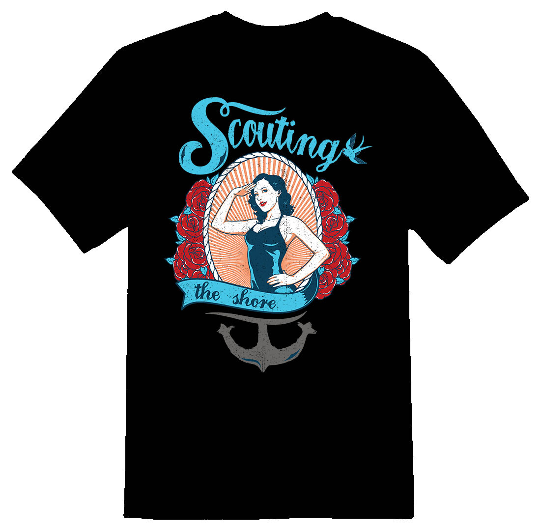 Scouting The Shore black or white tee shirt