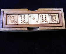 Poker Dice Deluxe wood box set  5 laser engraved hardwood dice -no card repeated