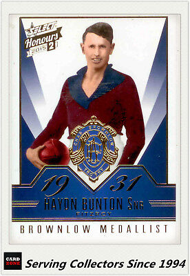 2015 Select AFL Honours S2 Brownlow Gallery Card BG60 Hayden Button Snr-Fitzroy 