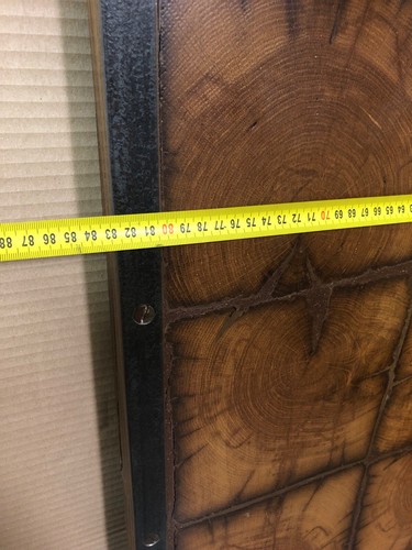 Piano per tavolo in rovere antico travi sezionate bordo in ferro industriale - Foto 6 di 7