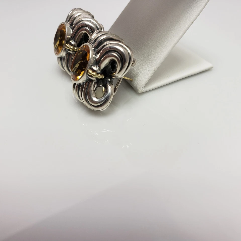 Pendientes de citrino de oro amarillo de 18k de plata de ley con caviar LAGOS Foto 4 de 4