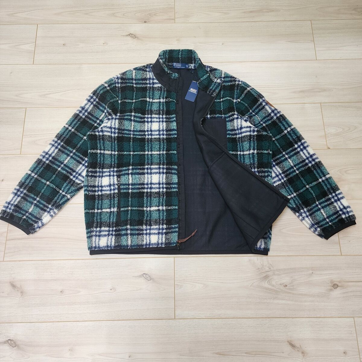 Polo Ralph Lauren Fleece Jacquard Jacket Plaid Pile Long Polo Ralph Lauren Fleece Jacquard Jacket Plaid Pile Long