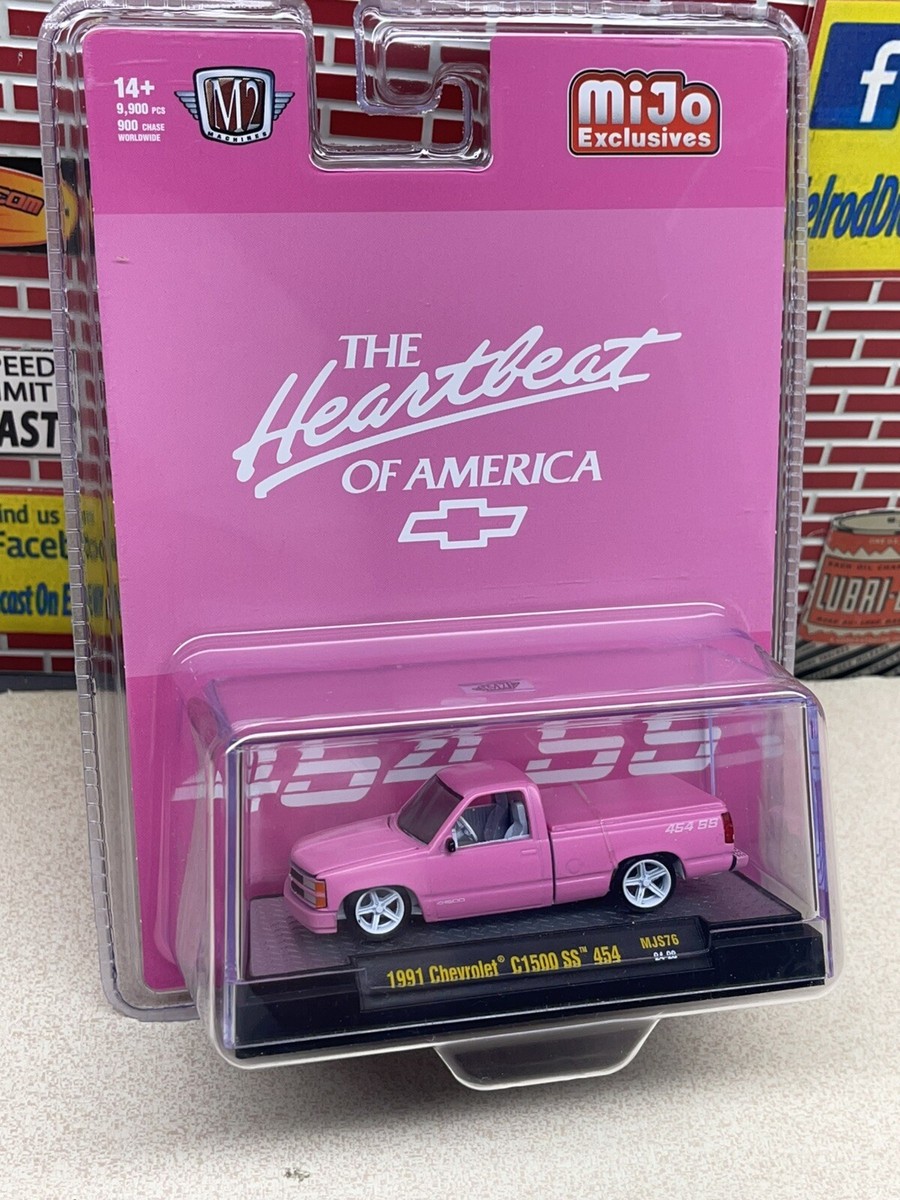 1/64 M2 CHASE 1991 Chevrolet C1500 SS 454 Pickup Truck Gloss Pink
