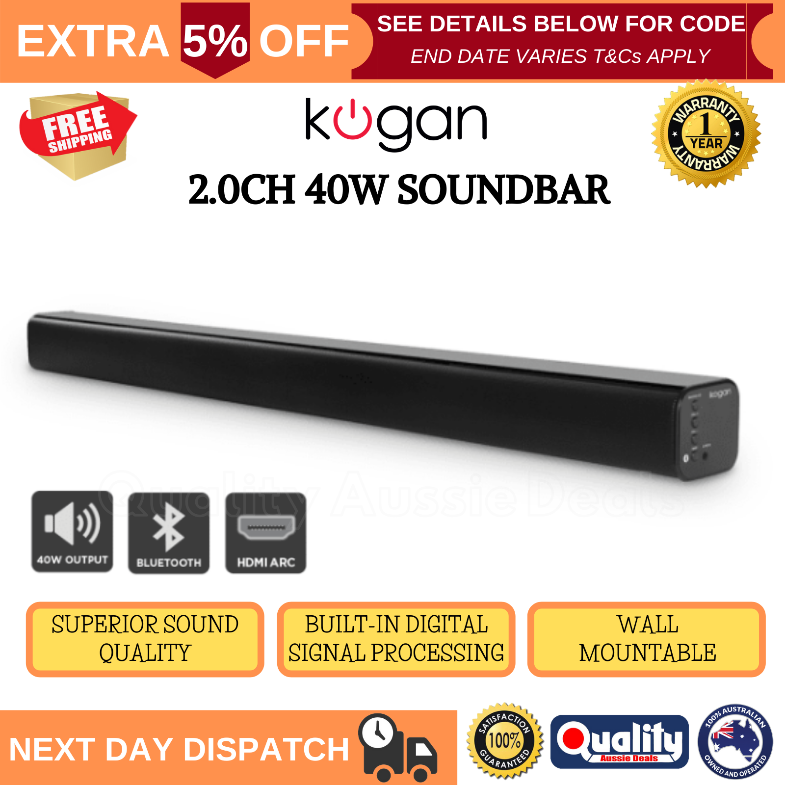 kogan 2.0 ch 40w soundbar
