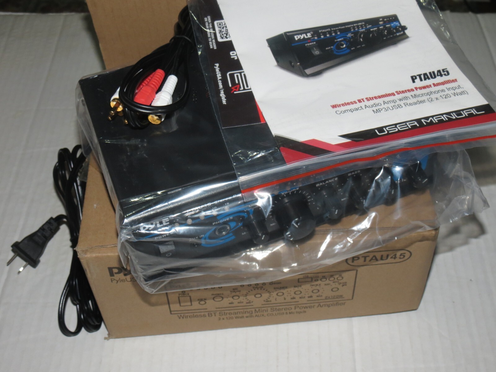 Pyle PTAU45 Mini 2x120 Watt Stereo Power Amplifier with USB-CD-AUX Inputs