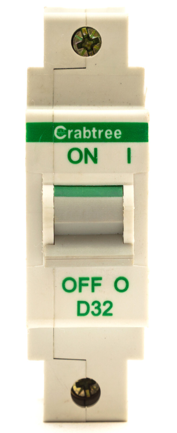 CRABTREE POLESTAR 60D/32 D32 32A CURVE D SINGLE BREAKER 32 AMP MCB VAT INC