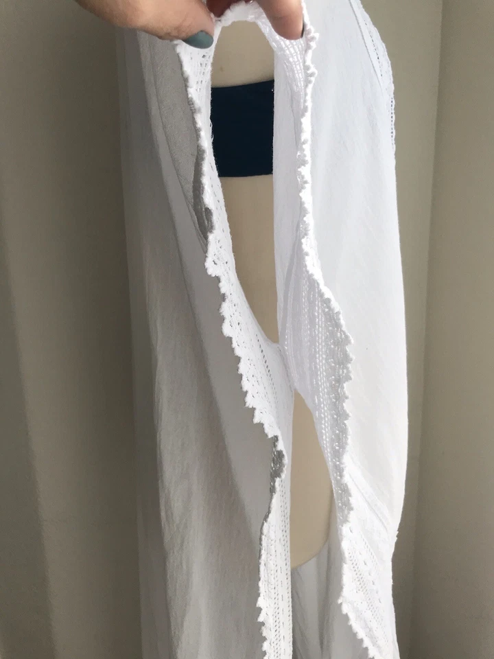 Sexy traje de baño con borde de ganchillo kimono blanco encubrimiento Lagenlook talla única para la mayoría Foto 4 de 4