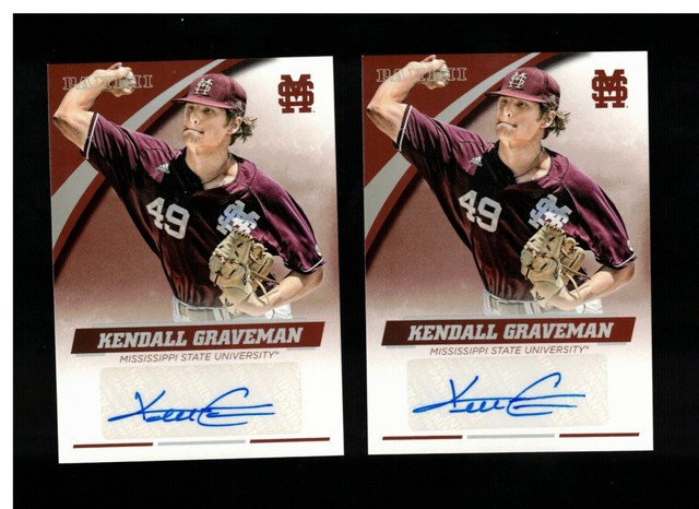 (2) 2016 PANINI MISSISSIPPI STATE KENDALL GRAVEMAN AUTO LOT HOUSTON ASTROS
