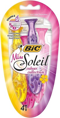 BIC Miss Soleil Colour Collection Damenrasierer mit drei Klingen, 4er Pack, gratis  