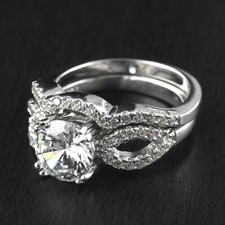 1.30Ct White Round Cut CZ Engagement Wedding Ring Set Solid 925 Sterling Silver